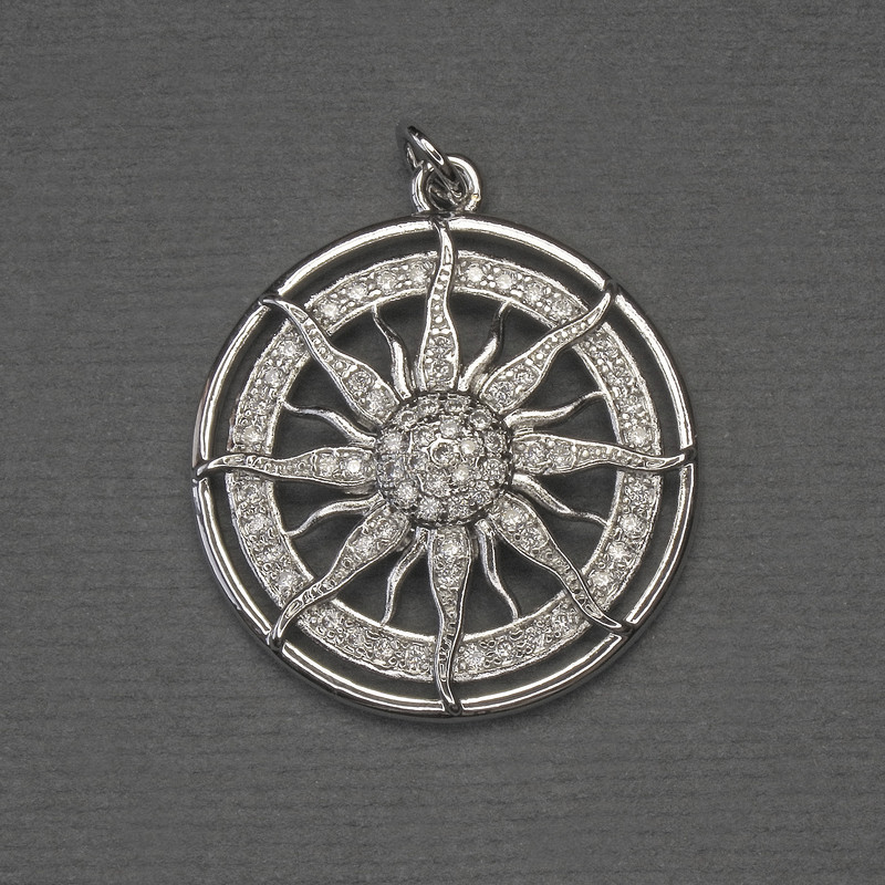 Pendant Star with White Rhinestones Silver Metal, diameter 25mm±, length 30mm±