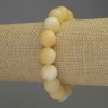 Yellow Agate Bracelet with Smooth Round Beads, 12mm Diameter, 18cm Length, Stretch
