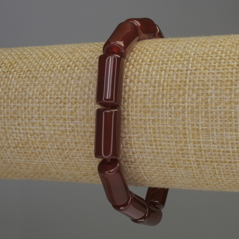 Carnelian Cylinder Bracelet, diameter 15×8mm, length 18cm stretch