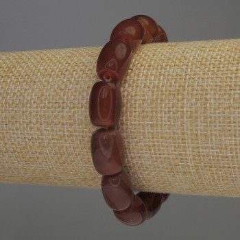 Carnelian Barilo Beaded Bracelet, 13x9mm Barrels, 18cm Stretch Length