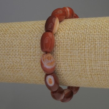 Carnelian Barilo Bracelet, 13x9mm Barrels, 18 cm Elastic Stretch