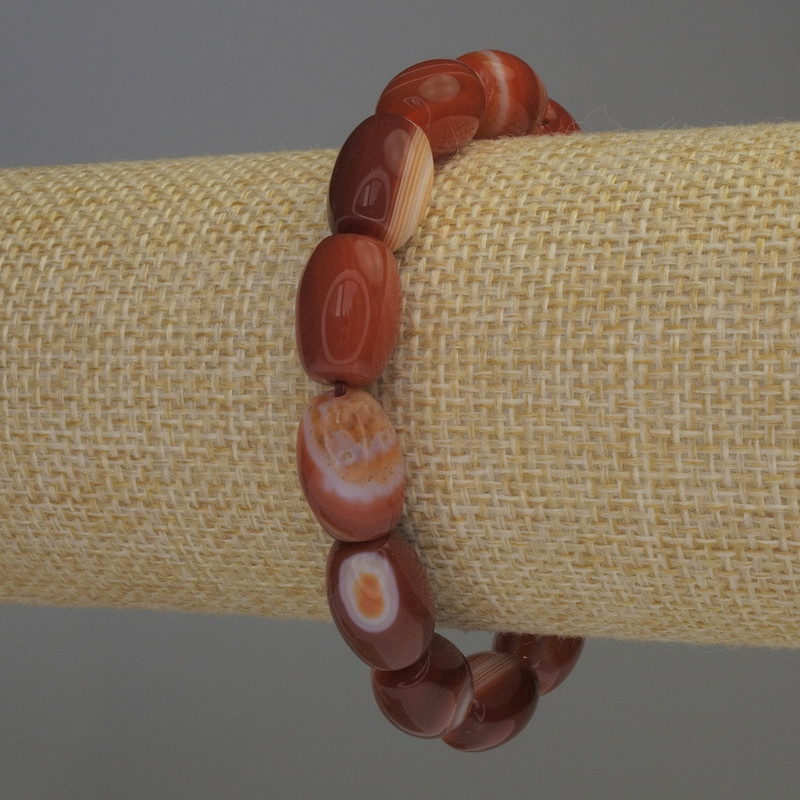 Carnelian Barilo Bracelet, 13x9mm Barrels, 18 cm Elastic Stretch