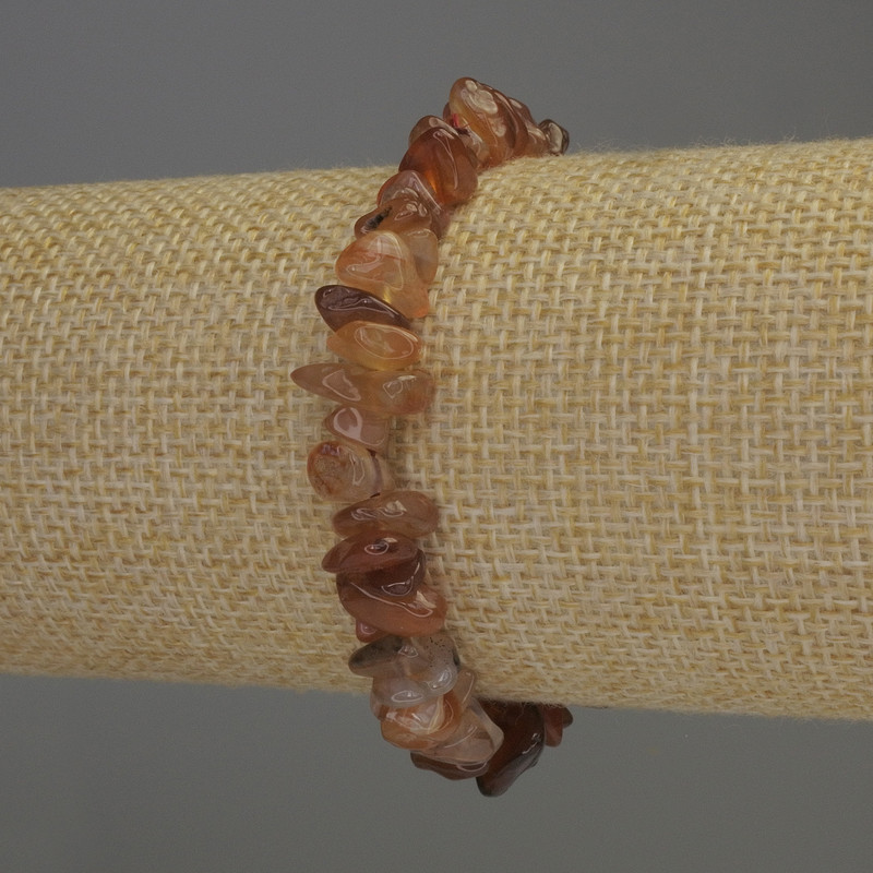 Carnelian Chip Bracelet, 7-12x4mm, length 18cm stretch