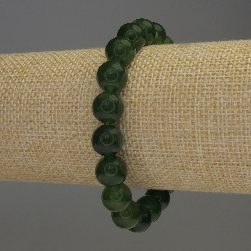 Bracelet Jadeite smooth sphere, diameter 10mm ±, length 18cm stretch