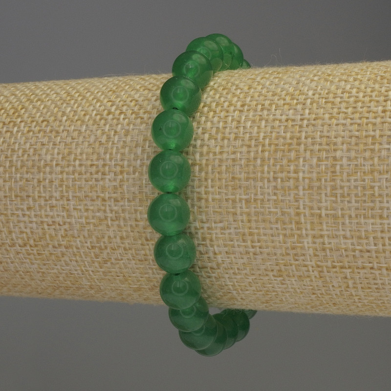 Jade Bracelet Smooth Bead, 8mm diameter ±, 18cm length ±, Stretch