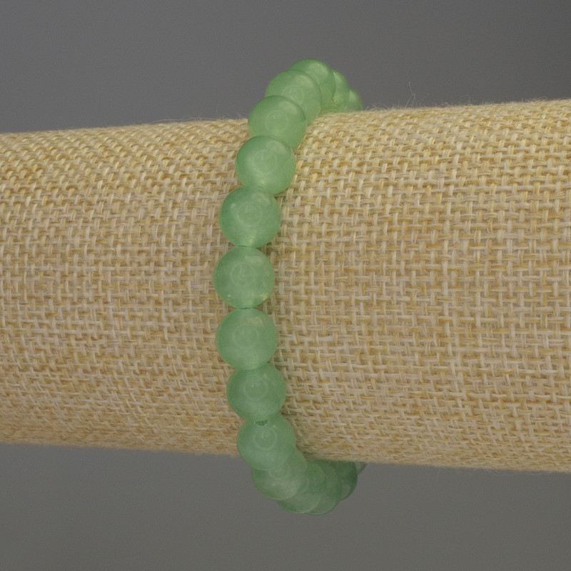 Jade Bracelet Smooth Ball Beads, 8mm diameter ±, 18mm length ±, Stretch