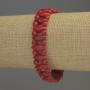Coral Bracelet on Double Strand, diameter 13x5mm+-, smooth bead, diameter 4mm+-, length 18cm stretch