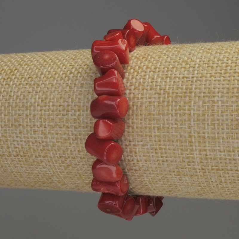 Coral Column Bracelet, diameter 6-12×7mm±, length 18cm stretch