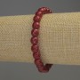 Beaded Coral Bracelet with Faceted Round Beads, 8mm diameter ±, 18cm length Stretch