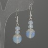 Moonstone Bead-cut Sphere Earrings 12mm, hammered rondelle 6x5mm, length 42mm