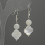 Earrings Pearlized Shamrock 12mm+ natural pearl bead 6mm+, length 38mm+