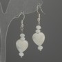 Earrings 'Mother-of-Pearl Heart' 12mm+ - rondelle 5x3mm+, length 45mm+