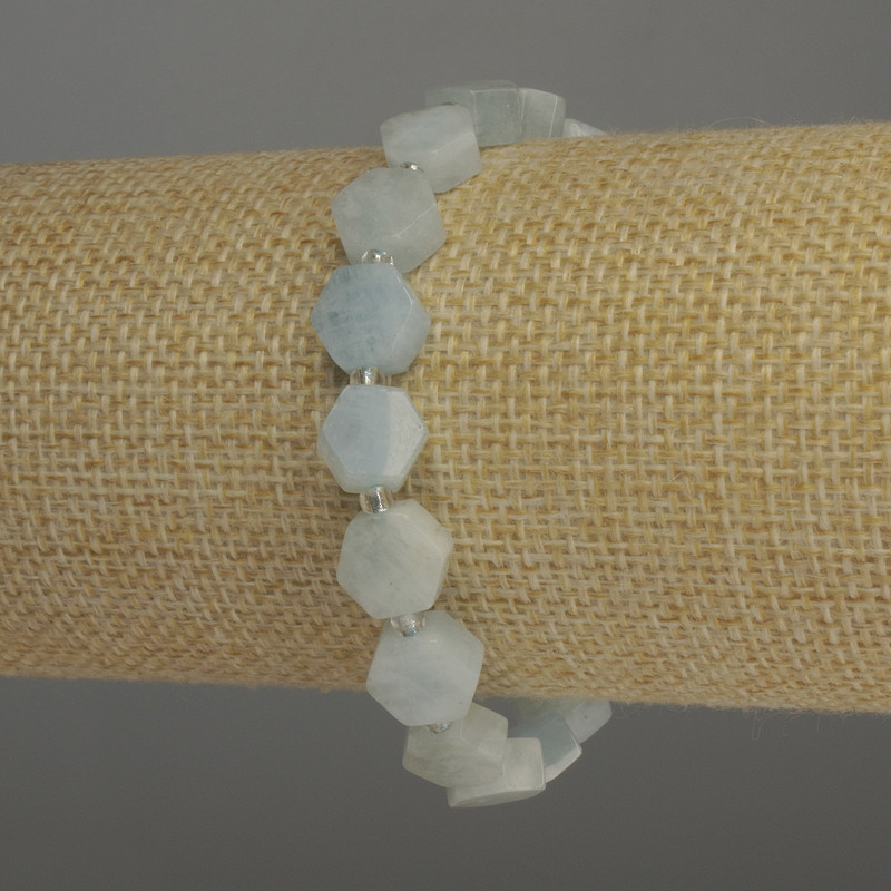 Aquamarine Soti Bracelet, diameter 8mm± beads 3mm±, length 18cm stretch