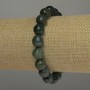 Bracelet of Green Jasper, faceted round beads, diameter 10mm, stretch bracelet, length 18cm