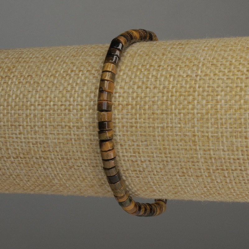 Tiger's Eye Rondelle Bracelet, 4.5×3 mm +/-, 18 cm Stretch