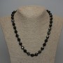 Necklace of Natural Stone Sunstone Obsidian Facets, diameter 10x9mm±, length 50cm ±