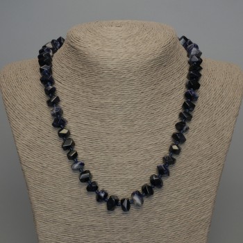 Natural Sodalite Necklace with Faceted Beads, 11×7 mm, 50 cm length ± with clasp