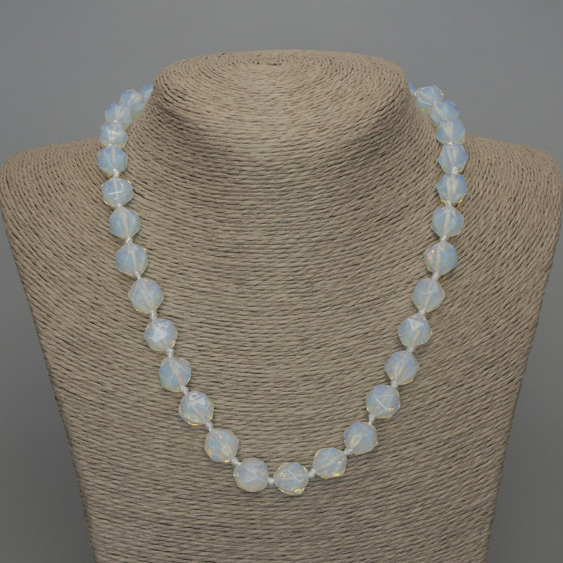 Moonstone Beads Necklace with Multisided Cut, 12×10 mm, length 50 cm
