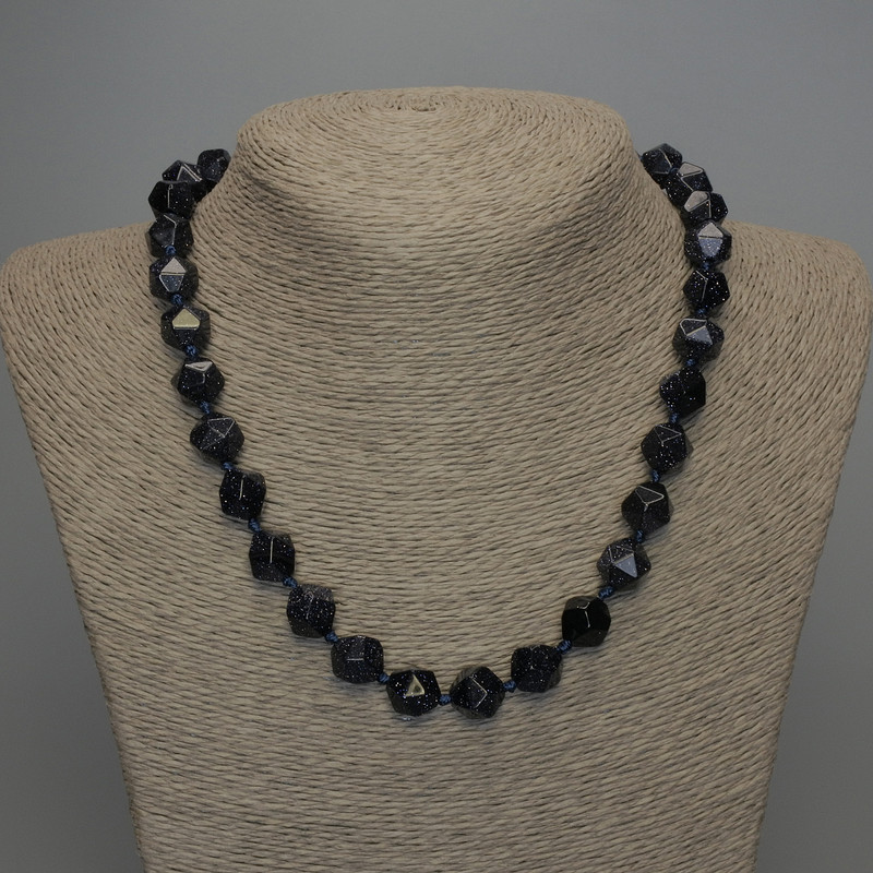 Natural Stone Beads Aventurine "Night of Cairo" Multifaceted, 12x10mm, length 50cm
