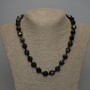 Natural Stone Necklace Silver Obsidian Faceted Beads, diameter 12x11mm ±, length 50cm ±