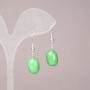 Natural Chrysoprase Stone Earrings Smooth Barrel Shape, 10×14 mm ±, total length 34 mm ±