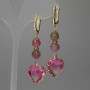Tourmaline Earrings, Approx. 8 mm Faceted Round, Approx. 17 mm Heart, 58+ mm Long