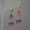 Tourmaline Earrings faceted cube 8mm± – heart 12mm±, length 47mm±