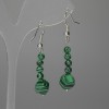 Malachite Earrings - Mult Faceted 8 mm +, smooth bead 4 mm + -, length 46 mm +