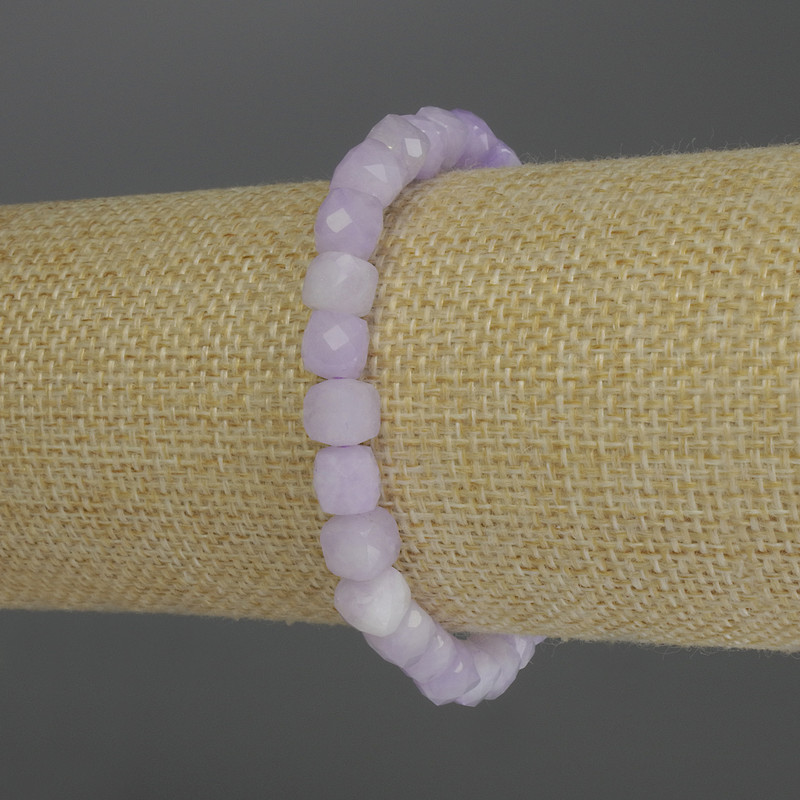 Lavender Amethyst Beaded Cube Bracelet, 6.5mm, 18 cm (elastic)