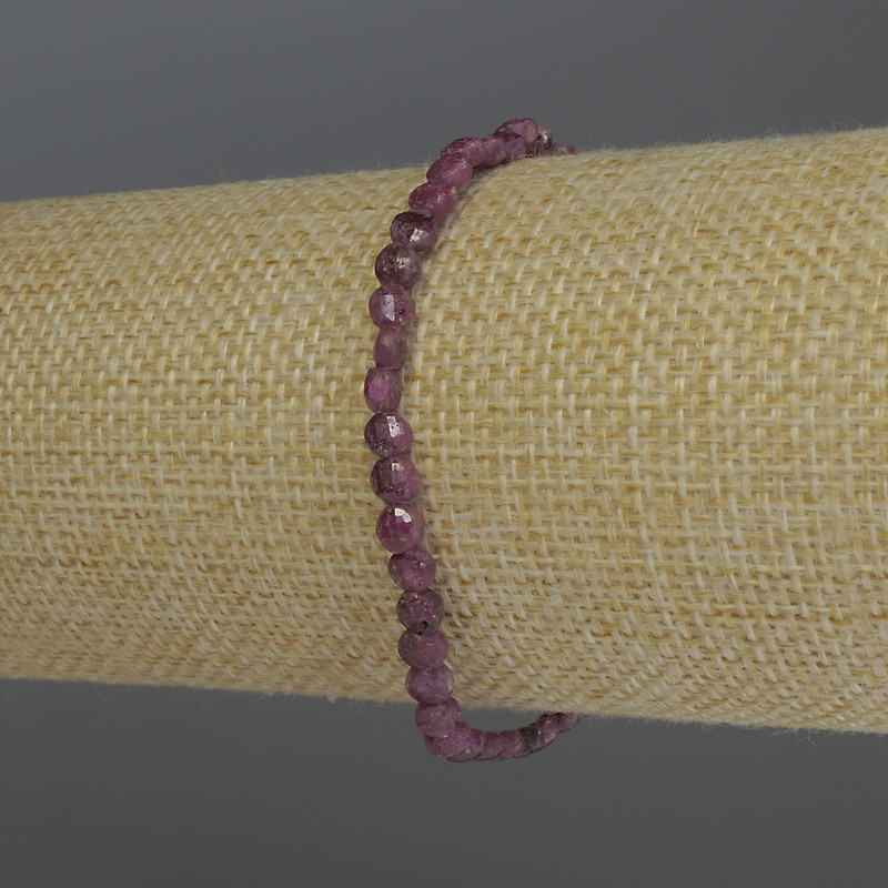 Bracelet Ruby faceted coin, 4x2, 5mm+-, length 18cm stretch