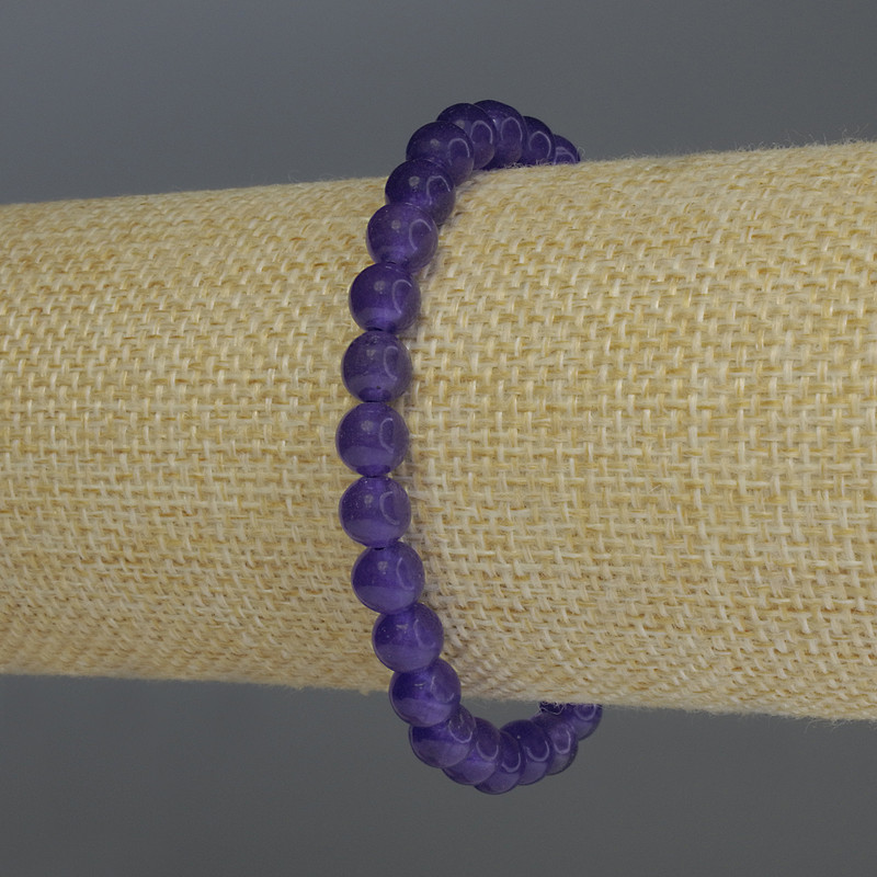 Sugilite Bracelet with Smooth Beads, 6mm diameter ±, 18cm length Stretch