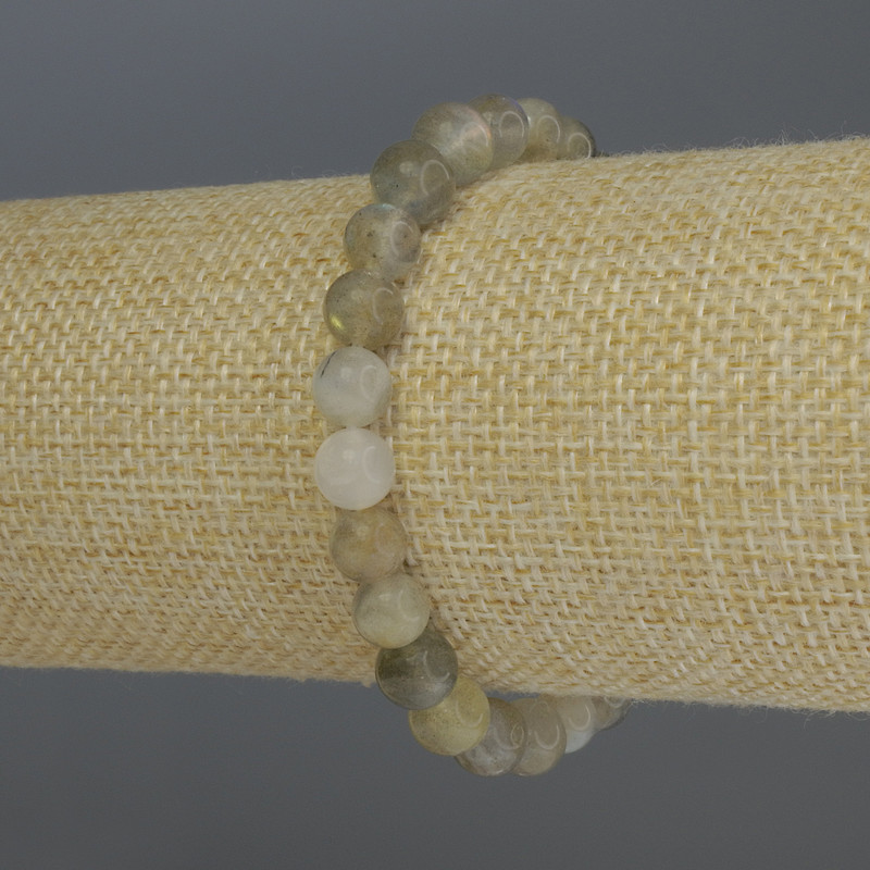 Bracelet Labradorite smooth bead, diameter 7mm±, length 18cm stretch