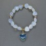 Moonstone Bracelet (Opalite) Heart, 12mm+- beads Cloisonné 8mm+- with metal inserts and pendant, length 18cm
