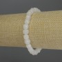 Bracelet White Quartz faceted cube, 6mm diameter, 18cm length stretch