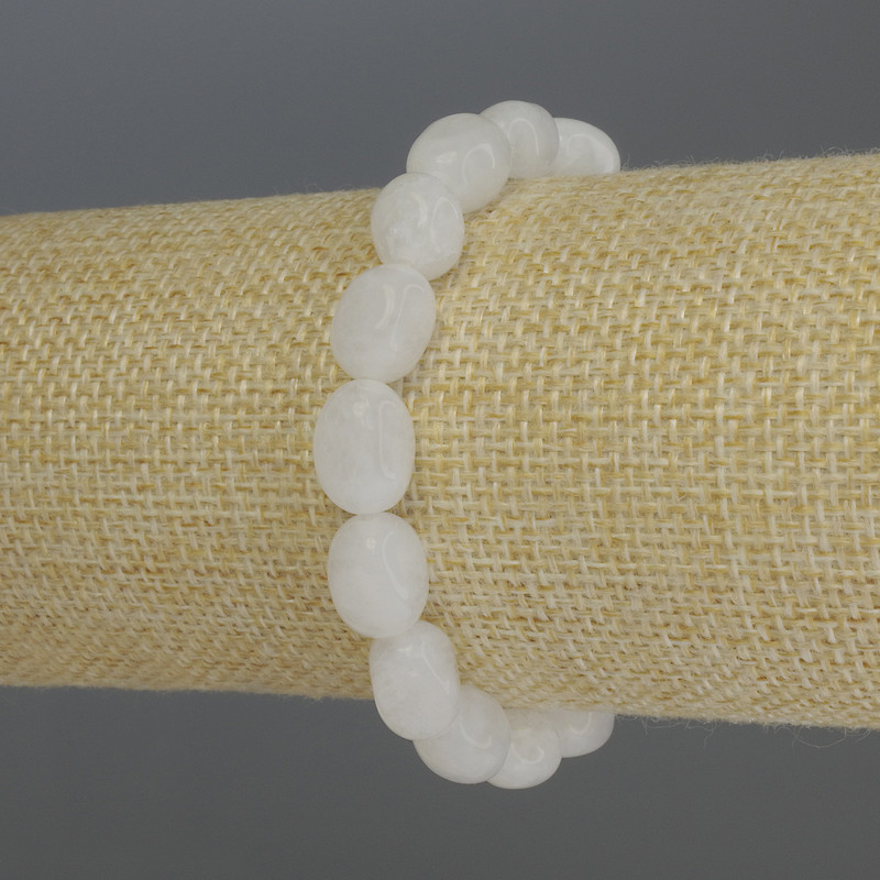 Bracelet White Quartz faceted beads, diameter 9-12×8mm+-, length 18cm stretch