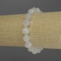 Bracelet White Quartz Multifaceted Beads, 10x9mm diameters, 18cm length stretch
