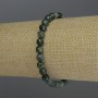 Bracelet of Green Jasper Faceted Round Beads, 6mm diameter +-, length 18 cm stretch