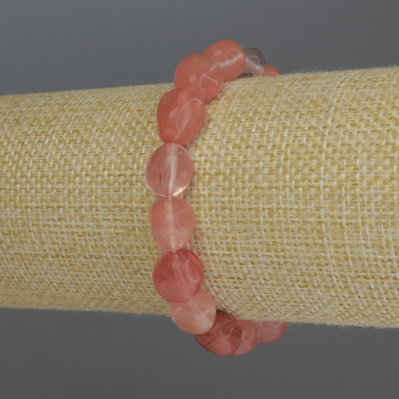 Chalcedony Bead Bracelet, faceted, diameter 9-13×9mm, elasticity, 18cm