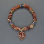 Orange Agate Bracelet with Smooth Round Beads, 8mm ± diameter, Cloisonné 10x8mm ±, length 18cm stretch