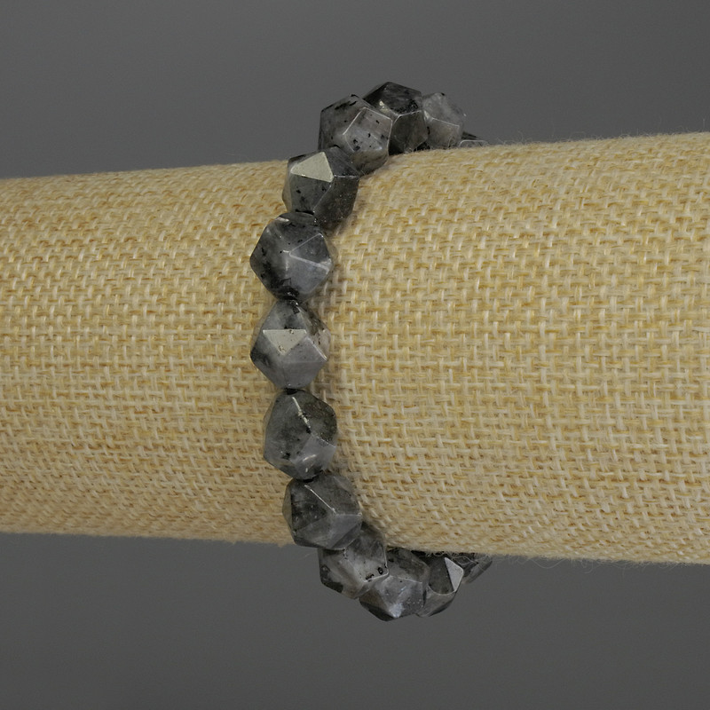 Bracelet Labradorite with Multistructured Beads, diameter 10x8mm ±, length 18cm stretch