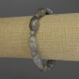 Bracelet Labradorite Faceted Baril (barrel) Shape, 14x10mm+- smooth bead, 6mm+, length 18cm stretch