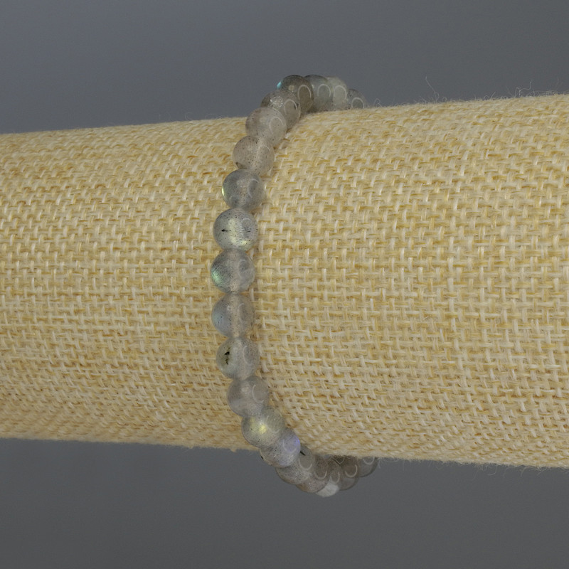 Labradorite Bracelet, smooth beads, 6mm diameter ±, length 18cm, stretch