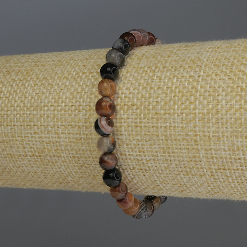 Agate Bead Bracelet, smooth ball, 6mm diameter ±, 18cm length, stretch