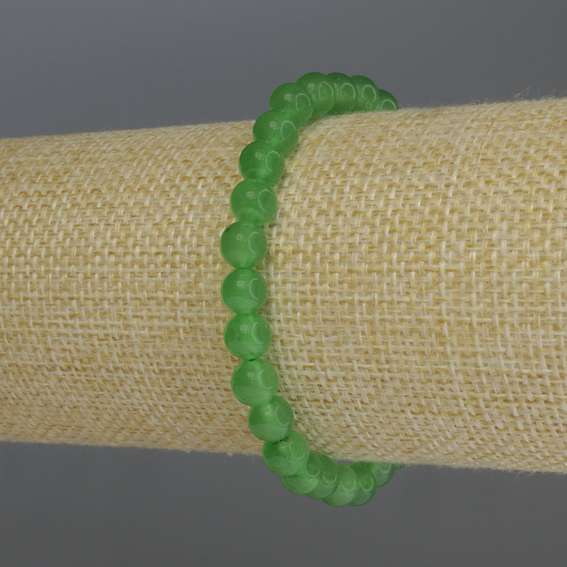 Chrysoprase Bracelet Smooth Beads 6mm +-, Length 18cm Stretch