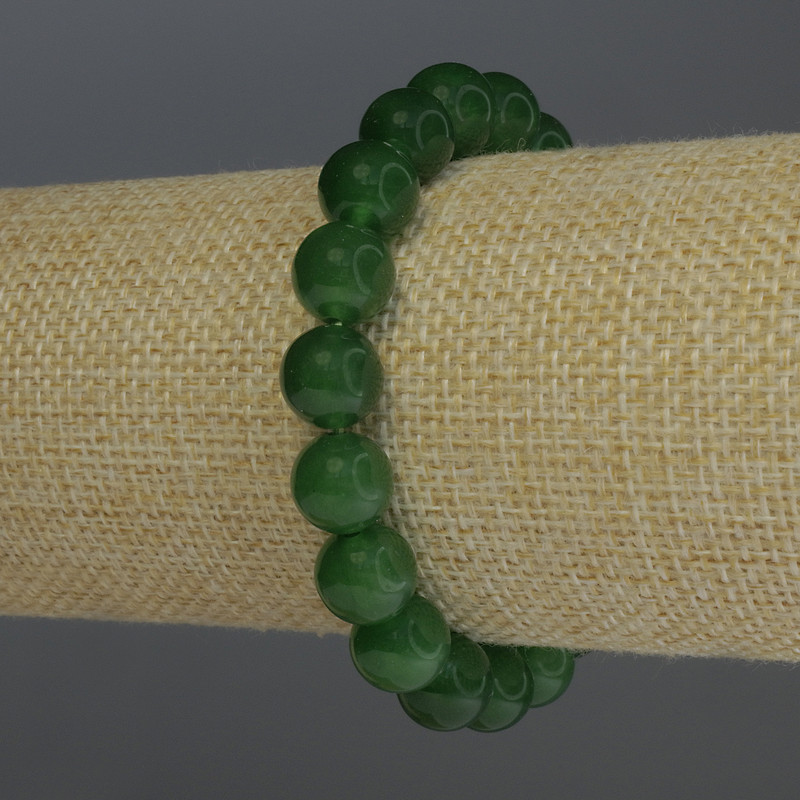 Chrysoprase Bracelet Smooth Beads, 10mm diameter, stretchy 18cm
