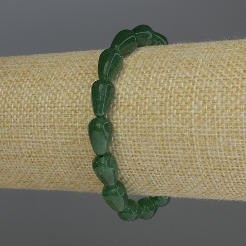 Chrysoprase Drop Bracelet, 12x8mm droplets, 18 cm length stretch