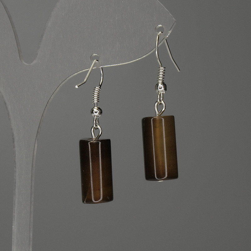 Agate Cylinder Earrings 17×8 mm±, length 35 mm±