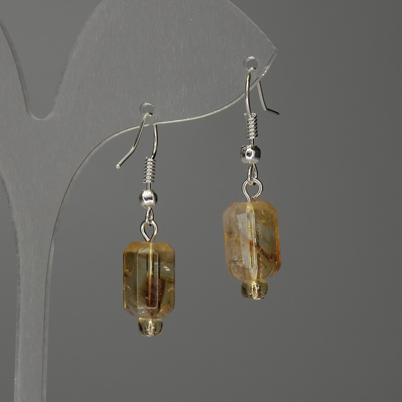 Citrene Faceted Cylindrical Earrings 12×8 mm, ~35 mm length