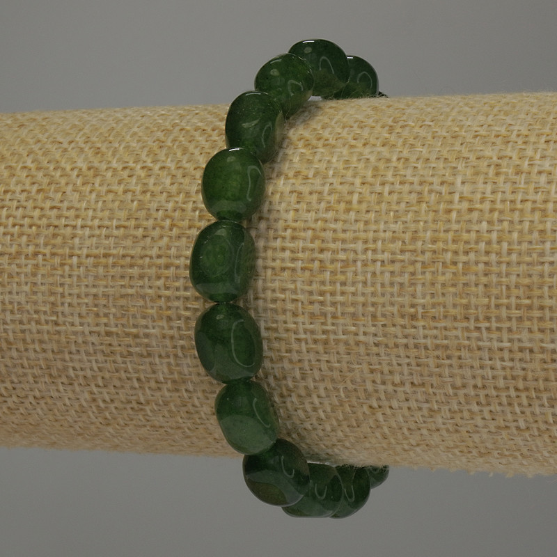 Chrysoprase Beaded Bracelet, 11x8 mm faceted beads, stretchy 18 cm