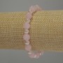 Bracelet Pink Quartz Smooth Beads, 8mm± Diameter + Pearls 6mm±, length 18cm Stretch